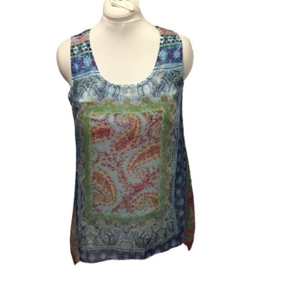 One World Women’s Sleeveless Scoop Neck Asymmetric Tunic, Blue, size PL - Picture 1 of 7